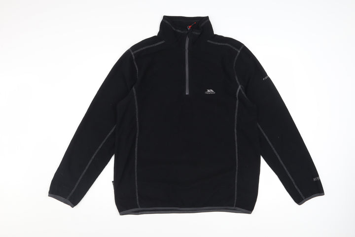 Trespass Men’s Black Fleece 1/4 Zip Pullover Sweatshirt Size S