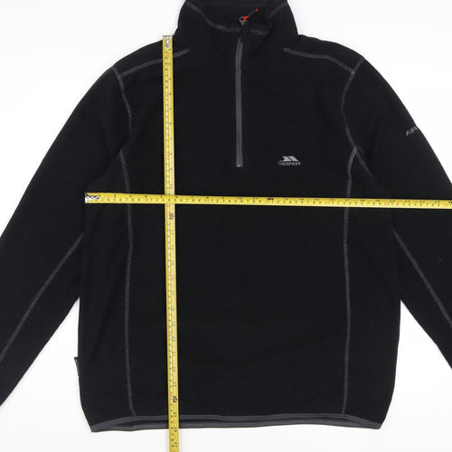 Trespass Men’s Black Fleece 1/4 Zip Pullover Sweatshirt Size S