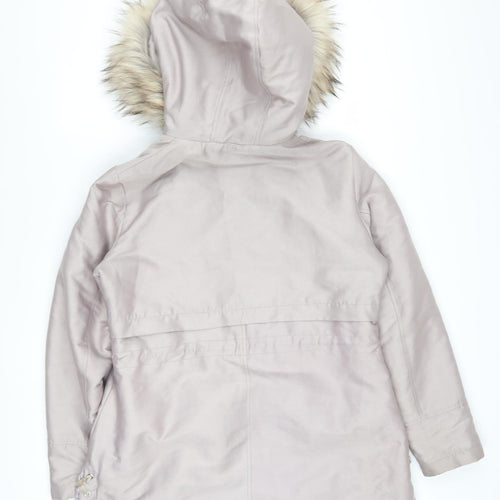 Lipsy Women’s Beige Faux Fur Hooded Parka Coat Size 14
