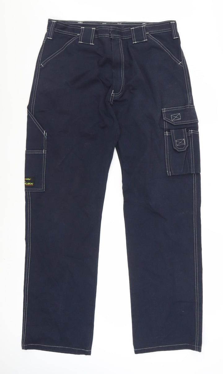 Tranemo Workwear Navy Mens Cargo Flame Resistant Trousers Size 36