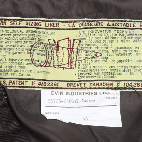 Evin Industries Men's Brown Military Style Polyester Jacket Size 46