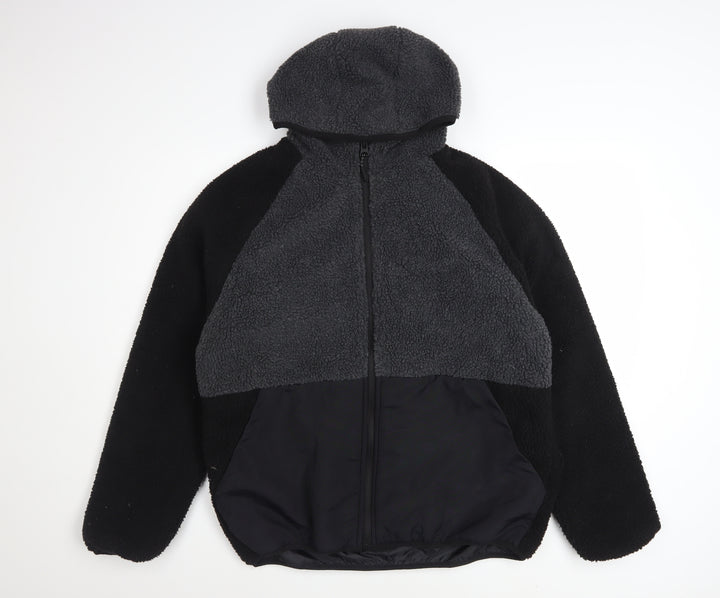 Brave Soul Women's Black Fleece Hooded Puffer Jacket L