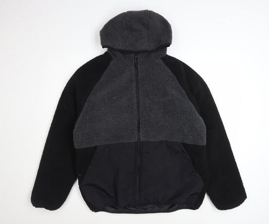 Brave Soul Women's Black Fleece Hooded Puffer Jacket L