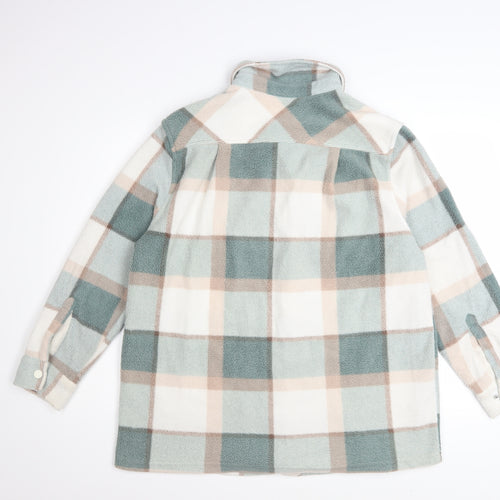 Next Womens Multicoloured Check Fleece Button-Up Tunic Shirt Size S