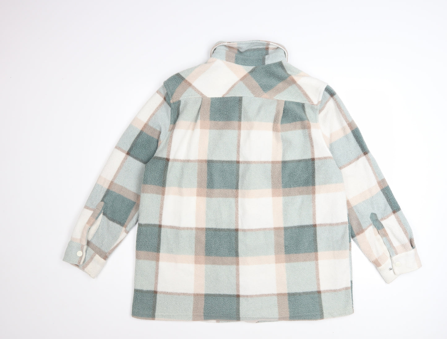 Next Womens Multicoloured Check Fleece Button-Up Tunic Shirt Size S