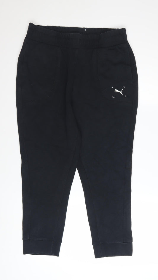 Puma Womens Black Jogger Trousers Size M Fleece Athletic Pants