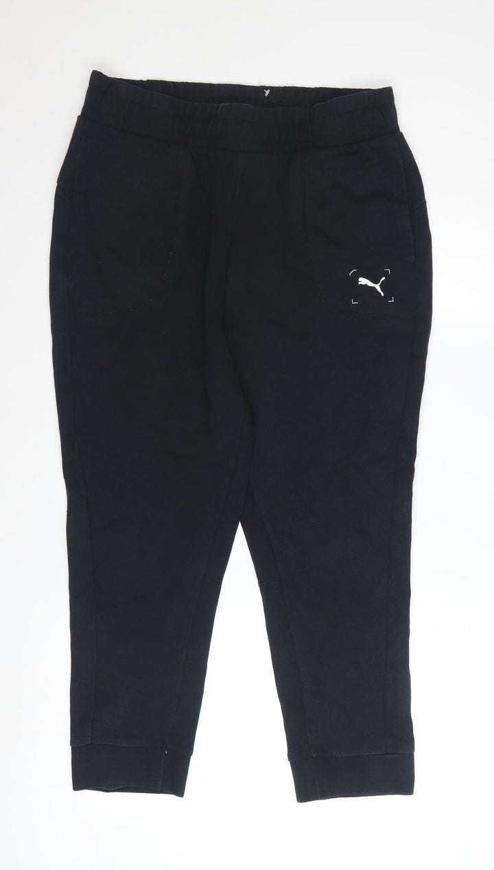 Puma Womens Black Jogger Trousers Size M Fleece Athletic Pants