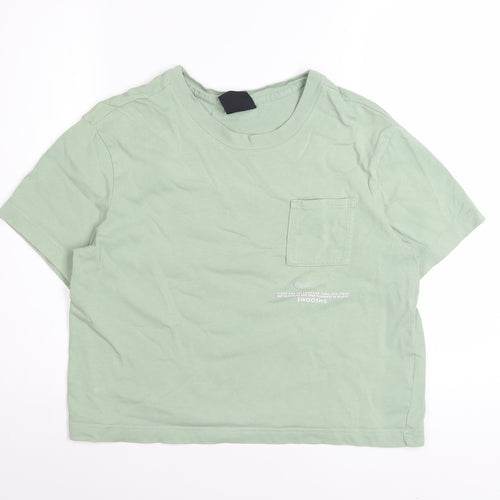 Nike Womens Green Cropped Cotton T-Shirt Size S Casual Sportswear