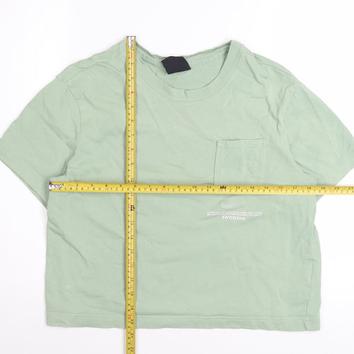 Nike Womens Green Cropped Cotton T-Shirt Size S Casual Sportswear