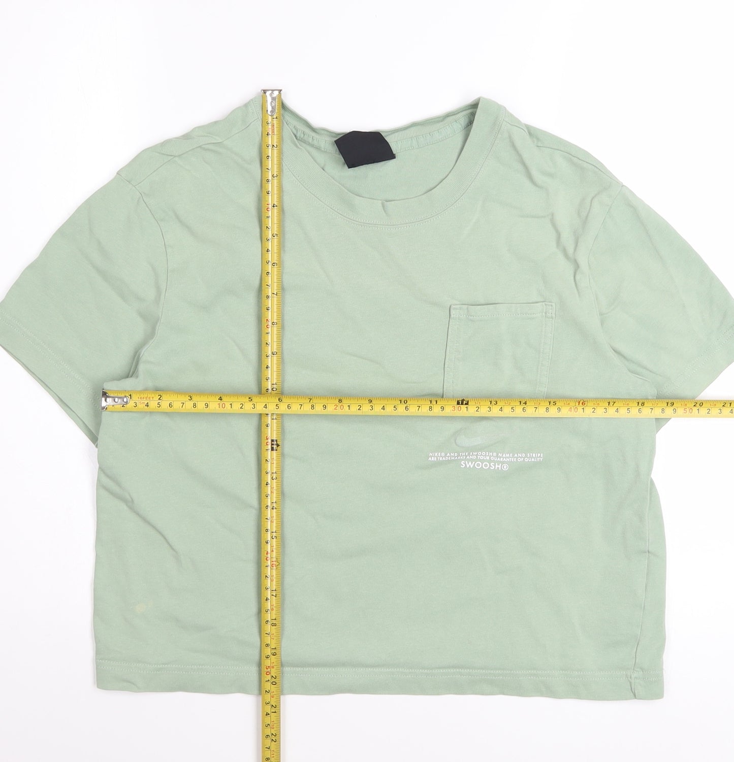 Nike Womens Green Cropped Cotton T-Shirt Size S Casual Sportswear