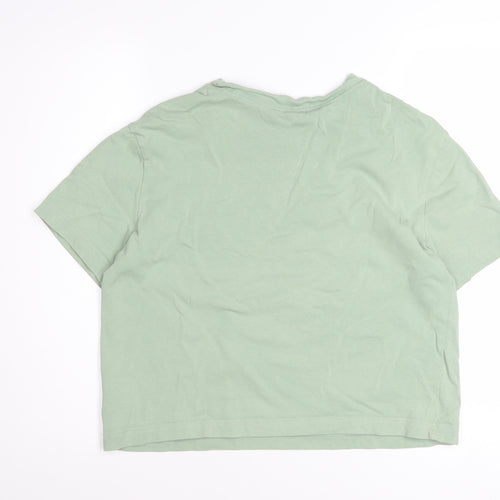 Nike Womens Green Cropped Cotton T-Shirt Size S Casual Sportswear