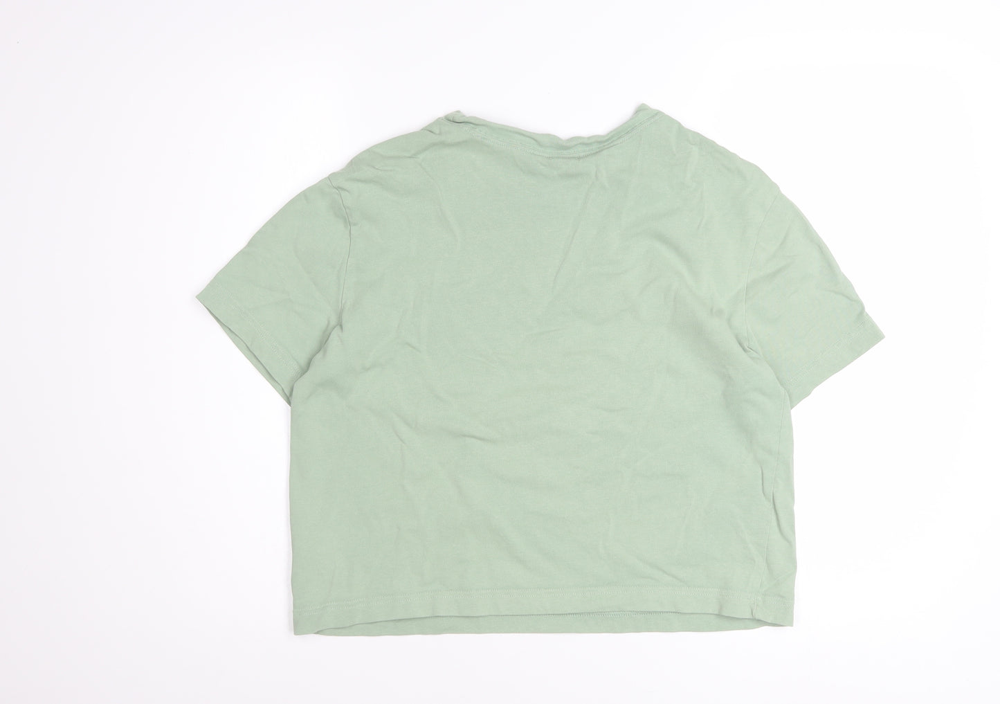 Nike Womens Green Cropped Cotton T-Shirt Size S Casual Sportswear