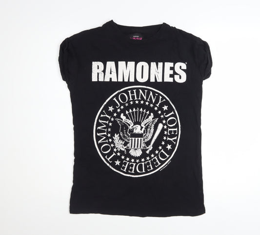 Ramones Women's Black Slim Fit Graphic T-Shirt Size 6