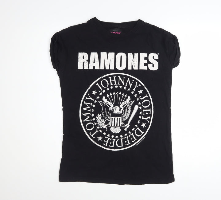 Ramones Women's Black Slim Fit Graphic T-Shirt Size 6