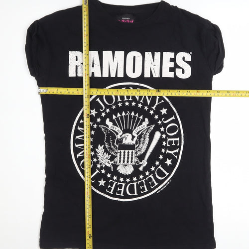 Ramones Women's Black Slim Fit Graphic T-Shirt Size 6