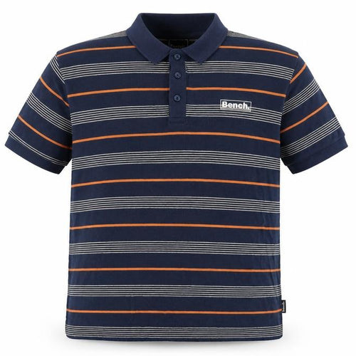 Bench Men's Blue Striped Cotton Polo Shirt XL Regular Fit