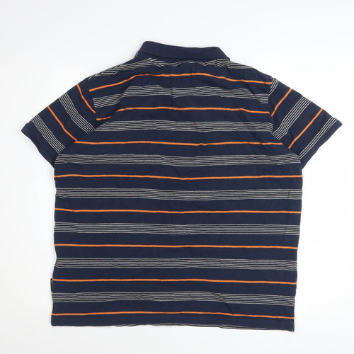 Bench Men's Blue Striped Cotton Polo Shirt XL Regular Fit