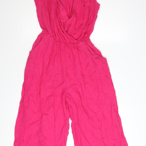 Francesca Bettini Women's Pink Linen Sleeveless Jumpsuit Size S