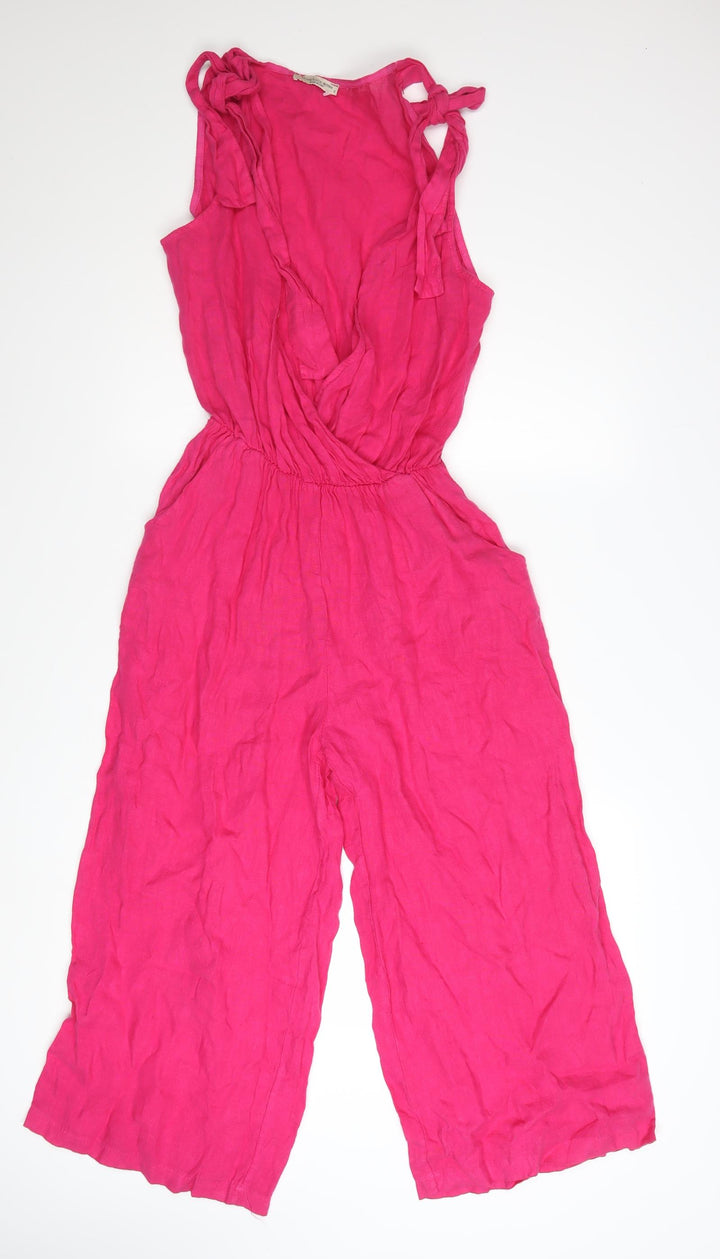 Francesca Bettini Women's Pink Linen Sleeveless Jumpsuit Size S