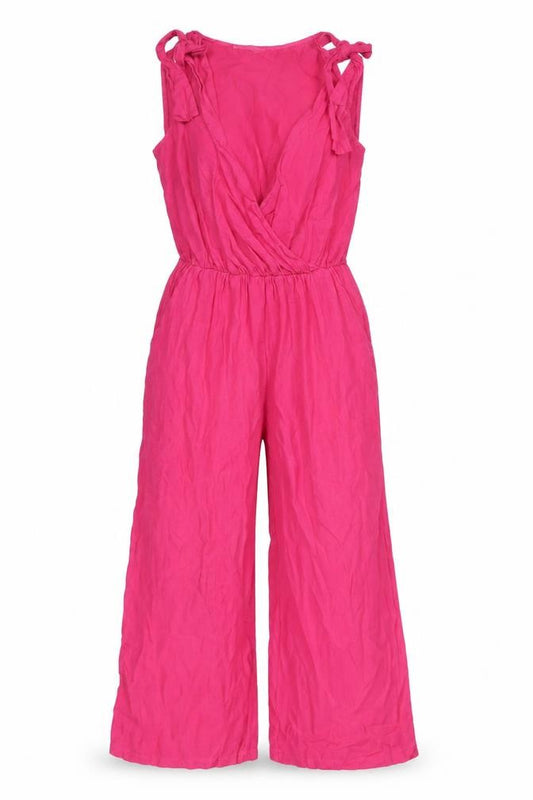 Francesca Bettini Women's Pink Linen Sleeveless Jumpsuit Size S