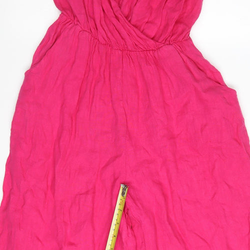 Francesca Bettini Women's Pink Linen Sleeveless Jumpsuit Size S