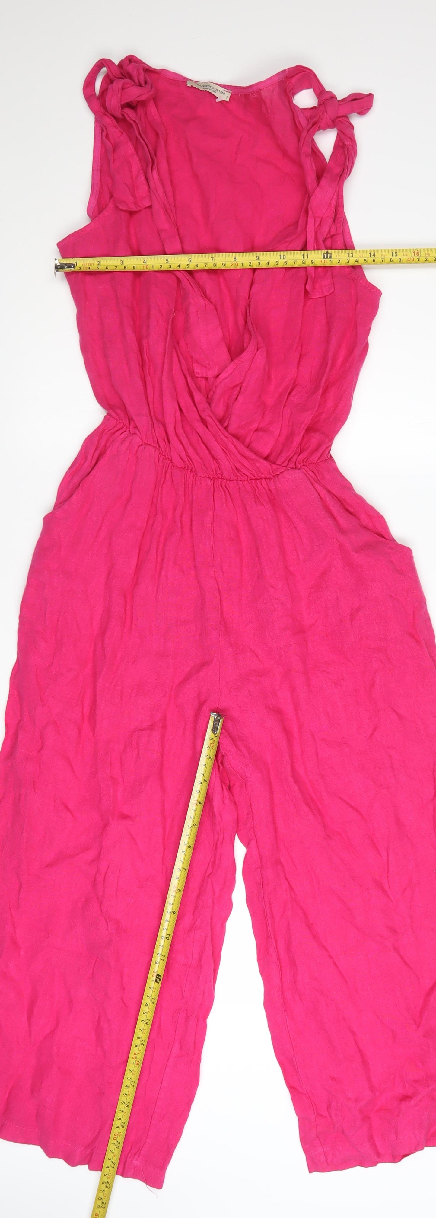 Francesca Bettini Women's Pink Linen Sleeveless Jumpsuit Size S
