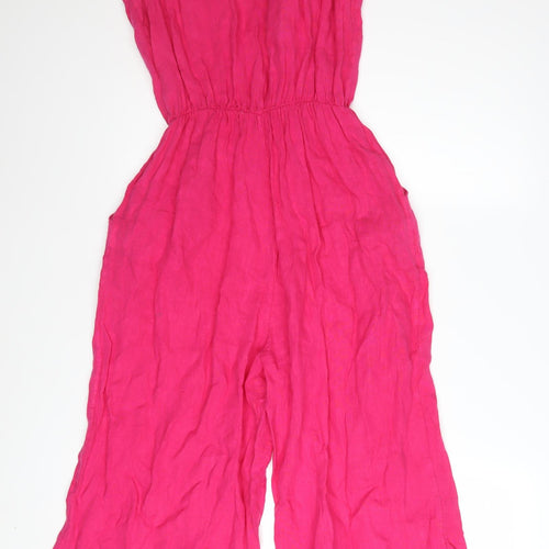 Francesca Bettini Women's Pink Linen Sleeveless Jumpsuit Size S