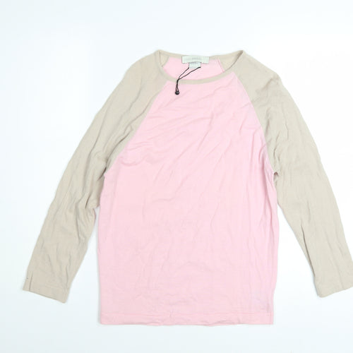John Smedley Women's Pink Beige Merino Wool Crew Neck Jumper M