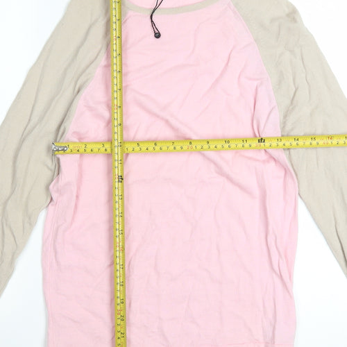 John Smedley Women's Pink Beige Merino Wool Crew Neck Jumper M