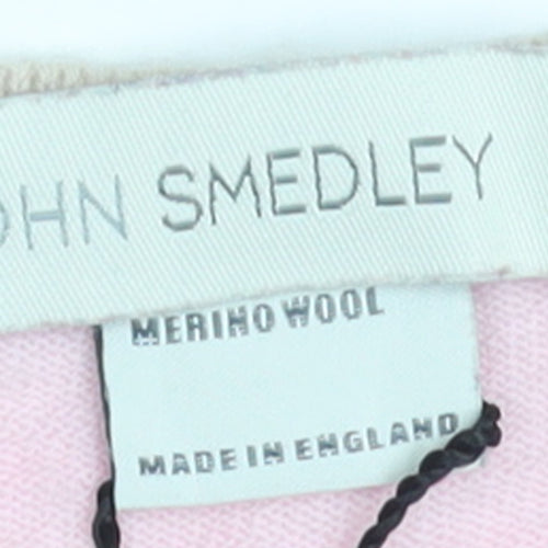 John Smedley Women's Pink Beige Merino Wool Crew Neck Jumper M