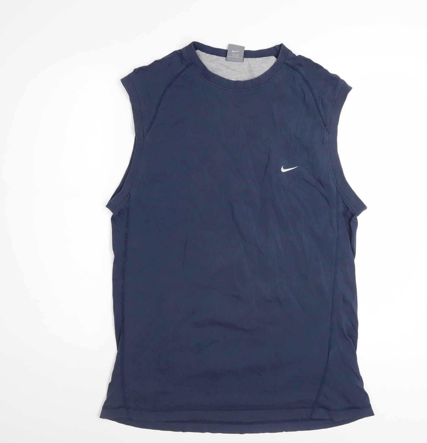 Nike Men's Navy Sleeveless Crew Neck Cotton T-Shirt Size L