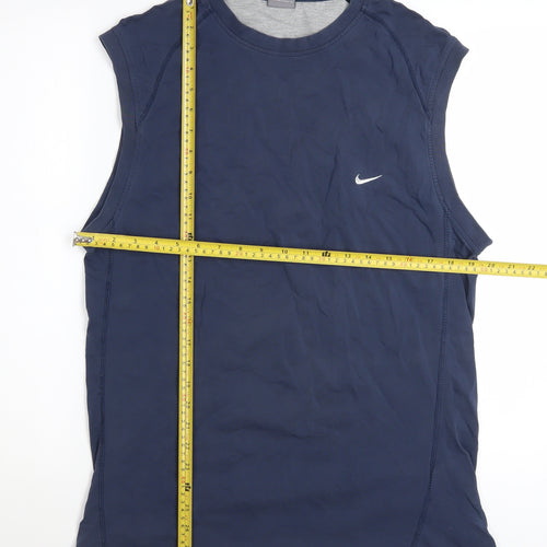Nike Men's Navy Sleeveless Crew Neck Cotton T-Shirt Size L