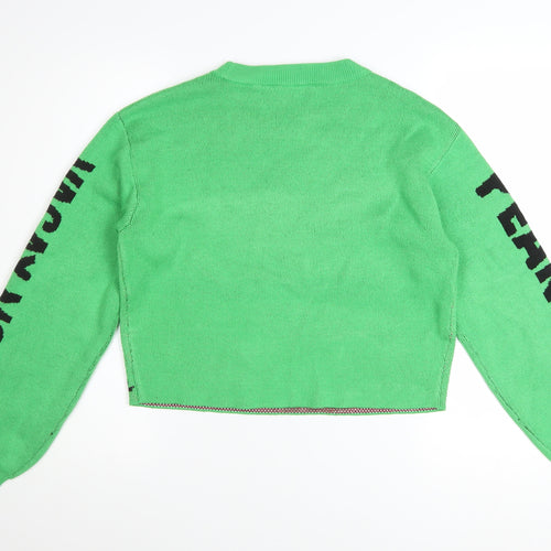 H&M Girls Green Peanuts Snoopy Pullover Jumper 12-14 Years Acrylic Knit