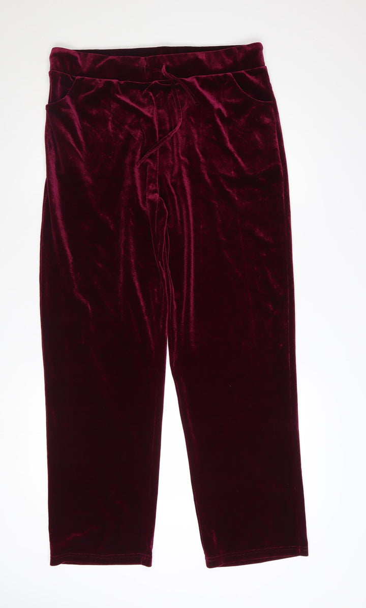 Pour Moi Womens Red Velvet Drawstring Trousers Size 14