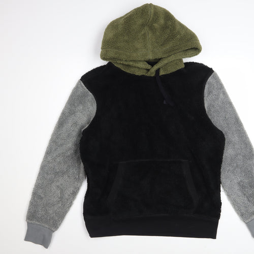 American Eagle Men's Black Grey Green Fleece Pullover Hoodie M