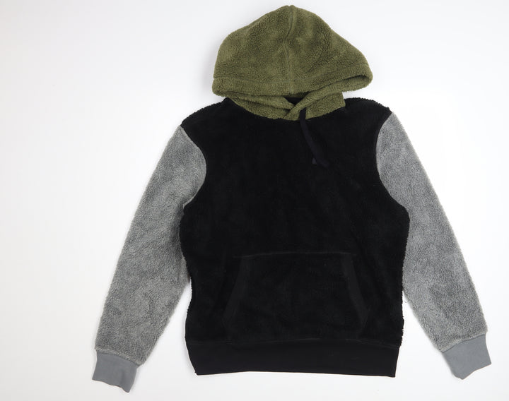 American Eagle Men's Black Grey Green Fleece Pullover Hoodie M