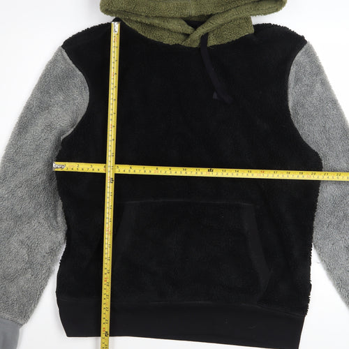American Eagle Men's Black Grey Green Fleece Pullover Hoodie M