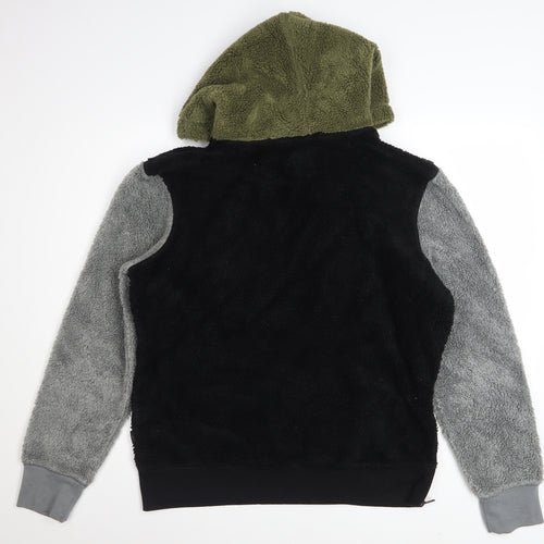 American Eagle Men's Black Grey Green Fleece Pullover Hoodie M