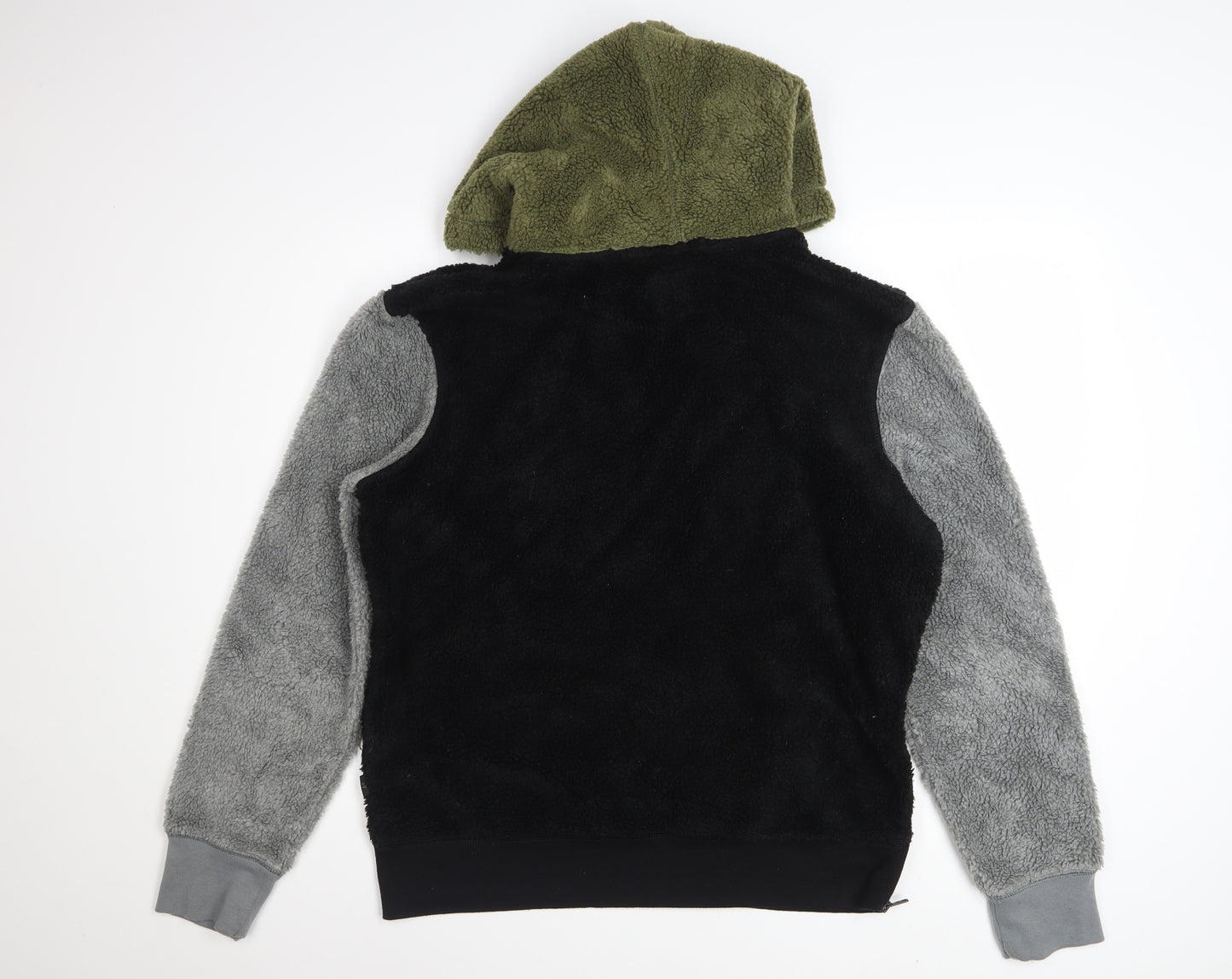 American Eagle Men's Black Grey Green Fleece Pullover Hoodie M