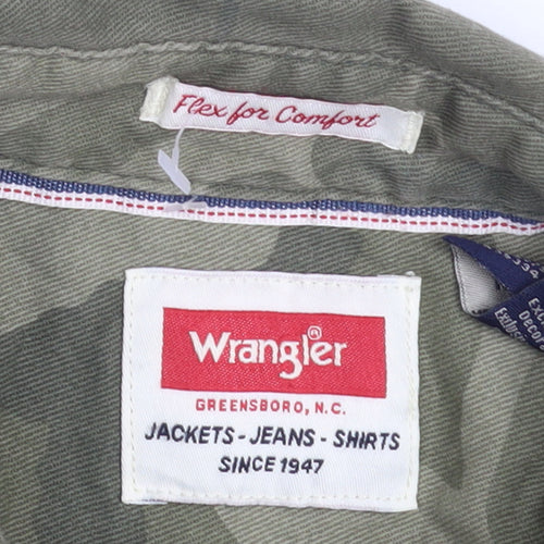 Wrangler Men's Green Camouflage Cotton Long Sleeve Button-Up Shirt Size L