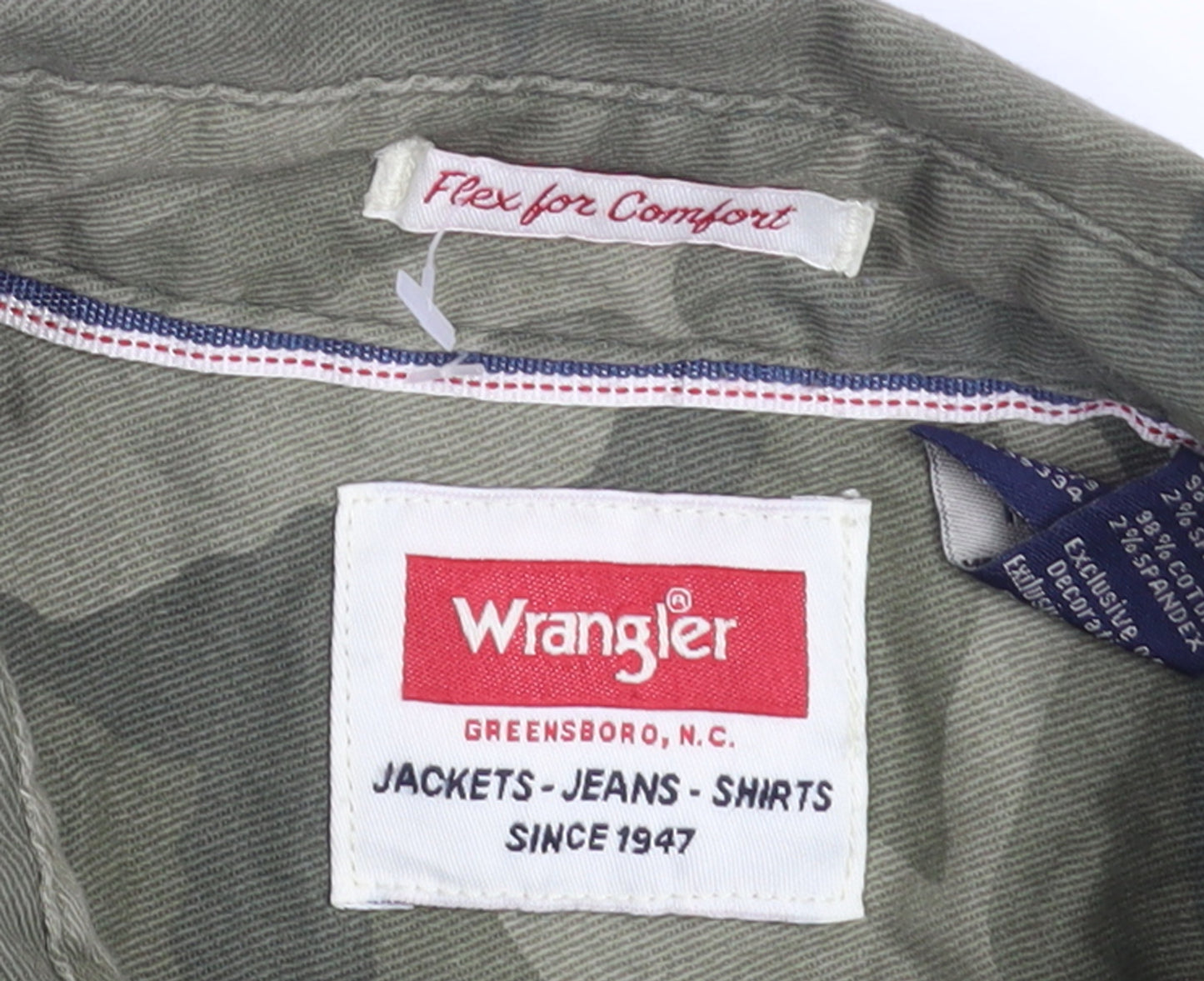 Wrangler Men's Green Camouflage Cotton Long Sleeve Button-Up Shirt Size L