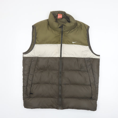Nike Men's Green Puffer Waistcoat L Regular Outdoor Sports Vest