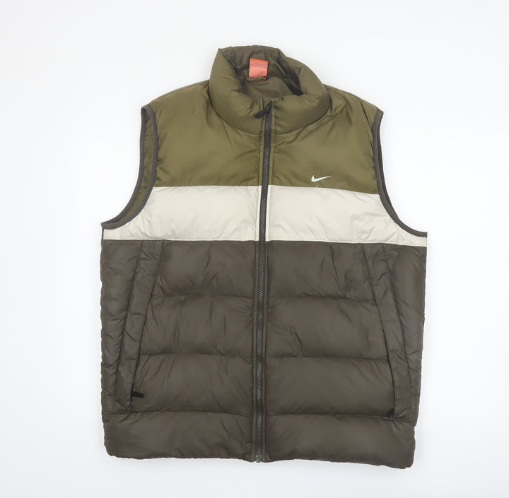 Nike Men's Green Puffer Waistcoat L Regular Outdoor Sports Vest