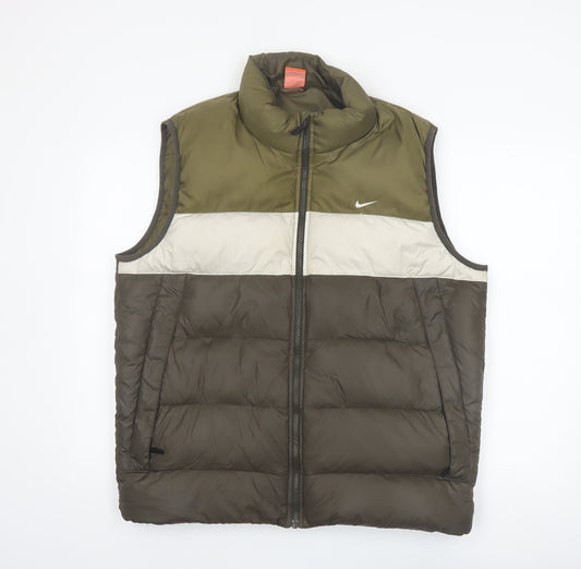 Nike Men's Green Puffer Waistcoat L Regular Outdoor Sports Vest