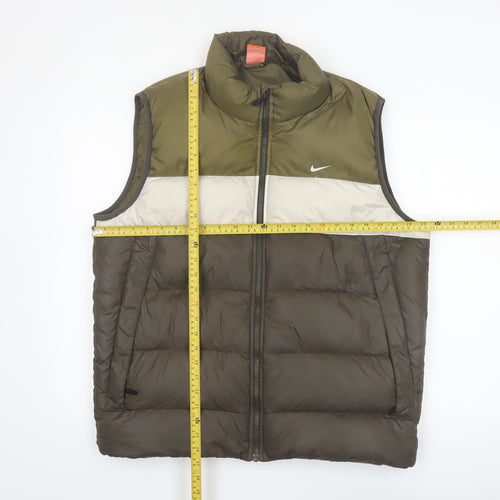 Nike Men's Green Puffer Waistcoat L Regular Outdoor Sports Vest