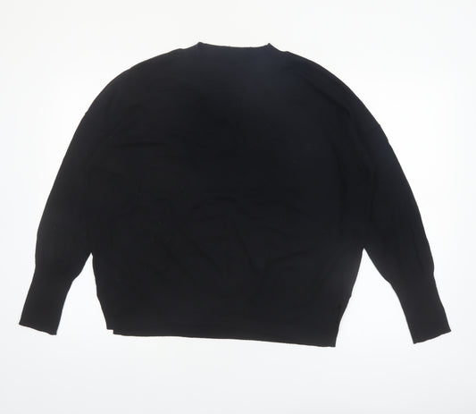 GAP Women's Black Crew Neck Cotton Blend Pullover Jumper Size L