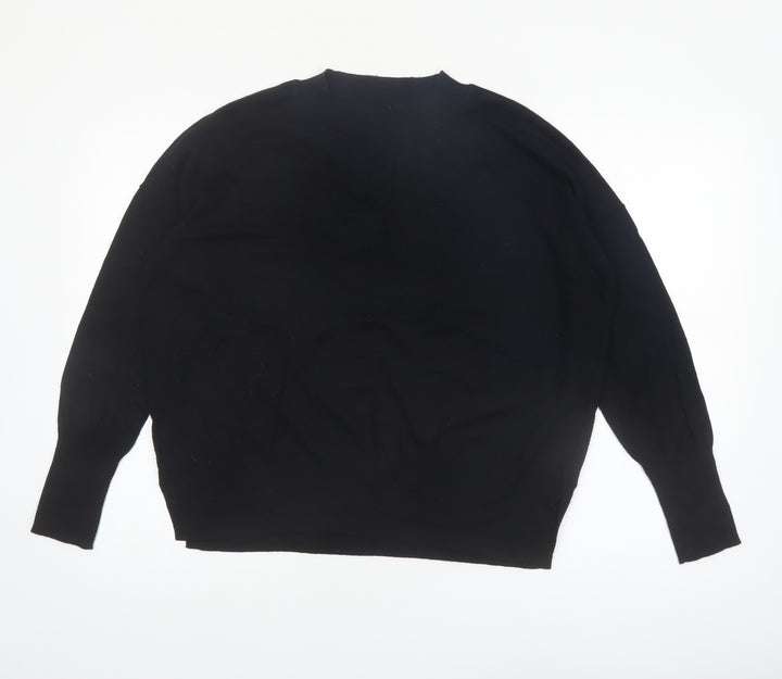 GAP Women's Black Crew Neck Cotton Blend Pullover Jumper Size L