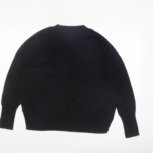 GAP Women's Black Crew Neck Cotton Blend Pullover Jumper Size L