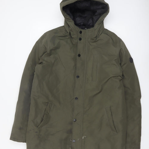 Threadbare Men's Green Parka Coat L Hooded Winter Jacket