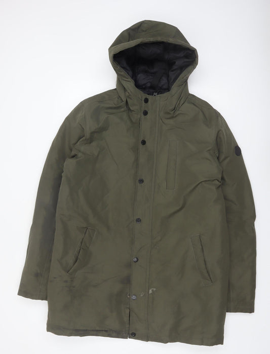 Threadbare Men's Green Parka Coat L Hooded Winter Jacket